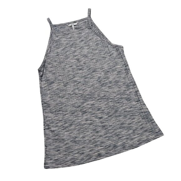 BKE (Buckle) Women's Light Heather Gray High Neck Ribbed Tank Top - Picture 1 of 5